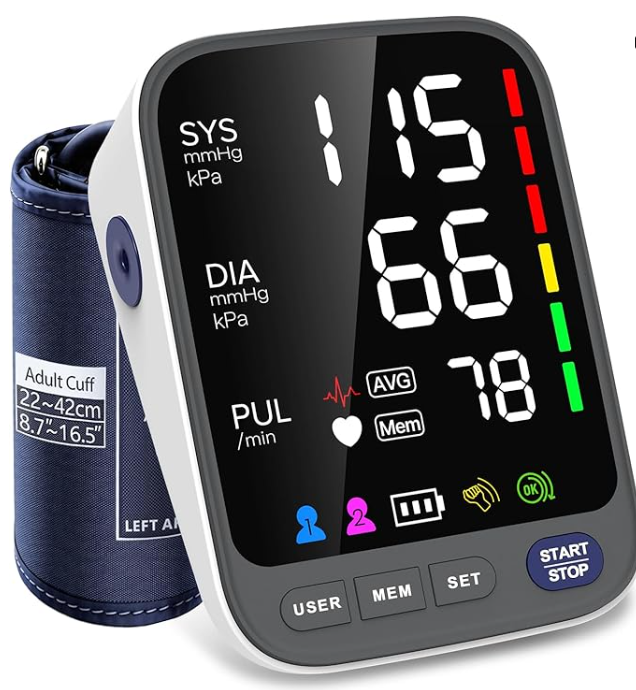 Medical Blood Pressure Monitors, Upper Arm Large Cuff Blood Pressure Machine for Home Use, Super Large 6.4" LED Display | 2 * 120 Sets Memory | Heart Rate Monitor